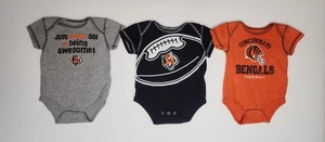 Cincinnati Bengals Infant Bodysuit 3 Pack NFL Black/Gray/Orange Size 3-6 Months - Picture 1 of 11