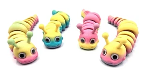 4 Stück - 3D-gedruckte Raupen, Gelenk-Zappelspielzeug mit Organzabeuteln, 4,8 Zoll - Bild 1 von 17