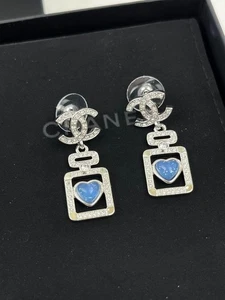Chanel Coco Mark Perfume Bottle Motif Metal Resin Strass Earrings Q9 - Picture 1 of 5