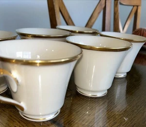 Six Lenox  Gold Handled Tea Cups Excellent Ivory - Picture 1 of 7