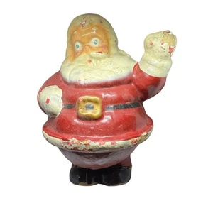 Papel maché Papá Noel vintage años 40 50. XMAS He Is Old Has Dings - Imagen 1 de 5
