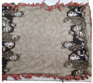 Vintage Handarbeit Katze Überwurf Schoß Decke gemütlich wohnlich Cottagecore MCM Mandarine - Bild 1 von 8