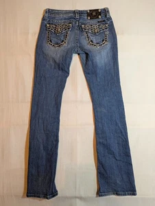 Miss Me Jeans Women's 28 Signature-Rise Boot Cut Embellished Western Denim Blue - Picture 1 of 12