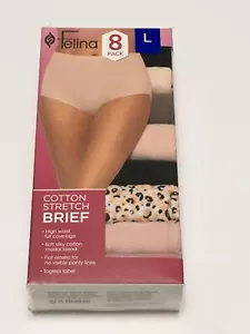 Felina Womans 8 Pack Large Cotton Modal Stretch Briefs - Tan Black Peach - Picture 1 of 3