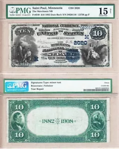 Saint Paul, MN $10 1882 Date Back Fr. 540 The Merchants NB Ch#2020 PMG CH F15 - Picture 1 of 1
