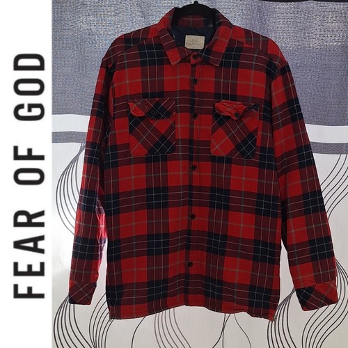 Giacca piumino Fear Of God Collection One 2015 2016 FOG rosso blu a quadri con bottoni med