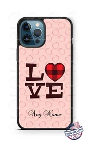 LOVE Plaid Valentines Any Text Phone Case For iPhone 14 Samsung A32 A13 Google 3 - Picture 1 of 4