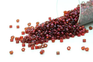 Miyuki Delicas 11/0 Transparent Red Gold Luster Seed Beads DB-105 - Picture 1 of 2