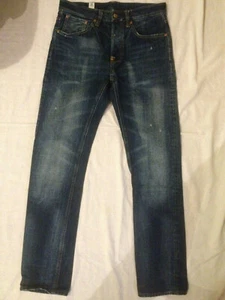EMMETT BILL SELVAGE DENIM SLIM STRAIGHT INDIGO BLUE 29x32 - Picture 1 of 12