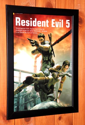 Resident Evil 5 PS3 Xbox 360 Capcom Promo Rare Small Poster / Ad Page Framed. - Image 1 of 4