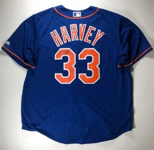 New York Mets Matt Harvey Signed Blue Majestic Cool Base Jersey Size XL - Picture 1 of 9
