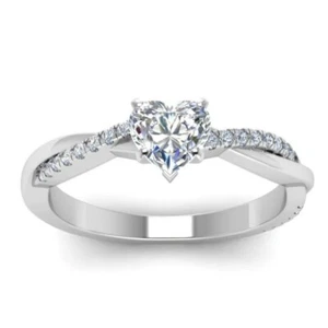 Heart Cut 2Ct Diamond Women Wedding Promise Engagement Ring 14K White Gold Over - Picture 1 of 7
