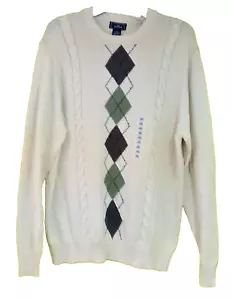 Suéter vintage Dockers bronceado tejido cable argyle 100% algodón para hombre talla grande unisex - Imagen 1 de 11