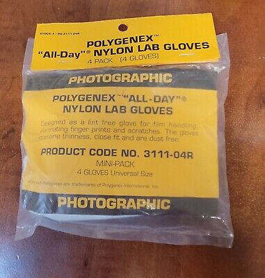 Polygenex All Day Nylon Lab Gloves 4 Pack  Lint Free Film Handling 3111-04R New • 22.33€