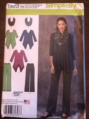 Simplicity 1323 Knit Tunics Pants Infinity Scarf Pattern Size 14 16 18 20 22 - Image 1 of 4