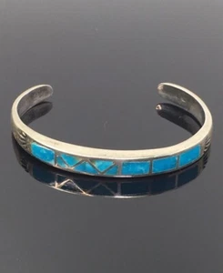 Signiertes DP Sterlingsilber Türkis Inlay Zuni Armreif Armband - Bild 1 von 7
