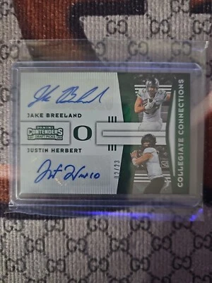20 Contenders DP Justin Herbert Collegiate Connection Cracked Ice Auto RC # 2/23 - Image 1 of 4