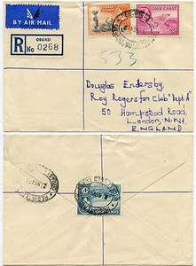 GOLD COAST OBUASI REGISTRIERTE OVALE 1955 LUFTPOST - Bild 1 von 1
