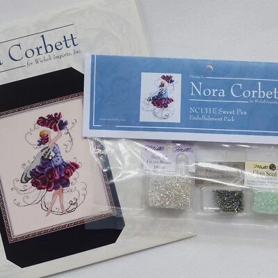 Sweet Pea Spring Garden Cross Stitch Chart and Embellishment Pack Nora Corbett - Image 1 of 4