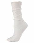 MeMoi Allure Allover Floral Nylon Black or White Lace Slouchy Crew Socks