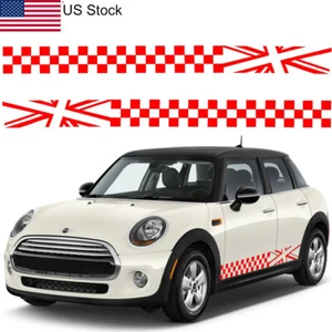 2pcs 70.5'' Red Lattice Graphic Body Side Vinyl Decal Sticker For MINI Cooper Et - Picture 1 of 6