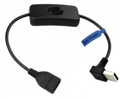 USB 2.0 A Male to Female Data Charging Extension Cable On/Off Switch - Up Angle - Image 1 of 3
