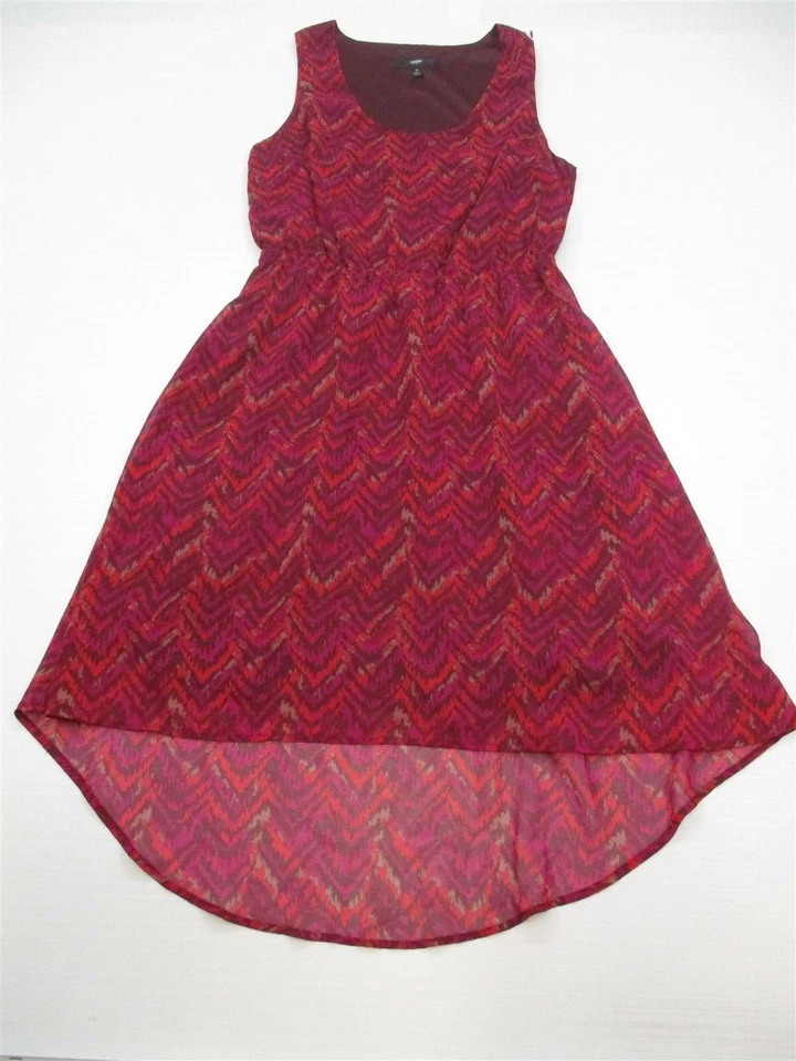 Vestido geo MOSSIMO para mujer talla M sin mangas alto-bajo Chevron rosa rojo Foto 1 de 4