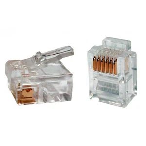 Lot RJ11 Connecteur telephonique 6pins 6P6C generique 6/6 Male Transparent - Photo 1/7
