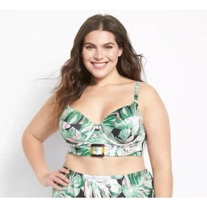 Lane Bryant Longline Underwire Buckle Swim Bikini Top 46DDD - Picture 1 of 5