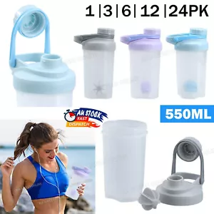 550ML Multi Gym Protein Drink Blender Mixer Shaker Shake Ball Bottle Leak Proof - Picture 1 of 17