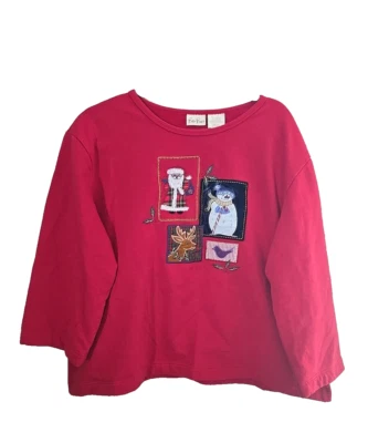 De Colección Bobbie Brooks Rosa Tema Navidad Manga Larga Pullover Sudadera Mujer XL Foto 1 de 4