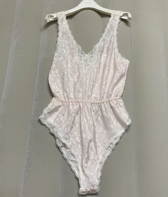 Body de peluche lencería Barbizon vintage mediano Babydoll satinado encaje ribete nuevo con etiquetas Foto 1 de 4