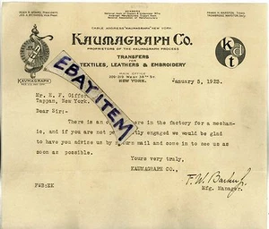 1923 LETTERHEAD New York KAUMAGRAPH COMPANY Barker Monro Marston Richards 38th - Picture 1 of 1