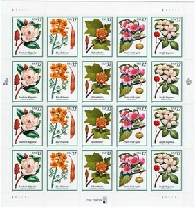 Scott #3197a (3193-97) Flowering Trees Sheet of 20 Stamps - MNH - Picture 1 of 1