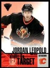 2002-03 Pacific Private Stock Titanium Right on Target Jordan Leopold Calgary