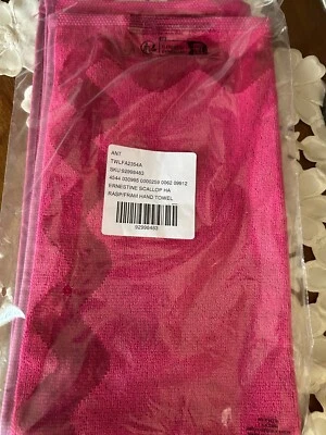 ANTHROPOLOGIE ERNESTINE SCALLOP RASPBERRY RED FRAME COTTON BATH HANDTOWEL NIB - Image 1 of 4