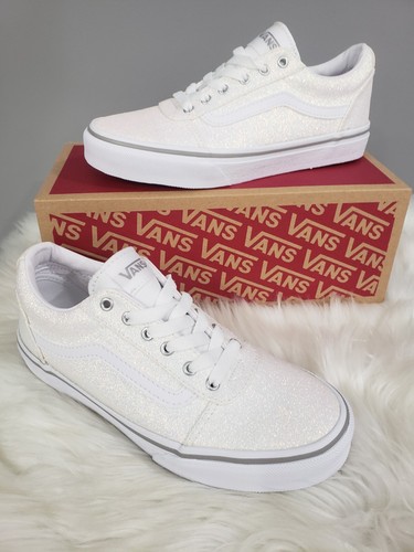 VANS NUOVE sneakers Van's Girl's WARD PRIMAVERA GLITTER BIANCO taglia 3 bambino piccolo scintillante