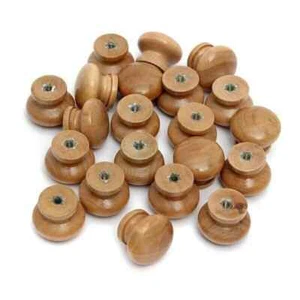 Wooden Cabinet Handles Door Cupboard Kitchen Drawer Round Head Knobs Pulls - Picture 1 of 10
