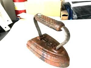 Vintage Antique #6 Cast Iron Sad Flat Iron Clothes Door Stop Rustic - Picture 1 of 4