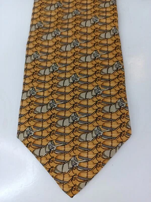 KENNETH COLE Silk Tie Vintage Gold Shoes Graphic Design 4" Geometric Loafers - Image 1 of 4