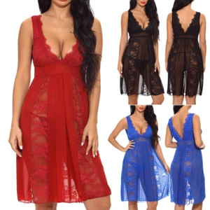 Sexy Lingerie for Women Lace Robe Dress Sleepwear Nightgown Underwear Babydoll - Picture 1 of 21