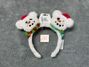NEW Disney Ears Mickey Mouse White Snowman Christmas Santa Hat Holiday Headband - Picture 1 of 3