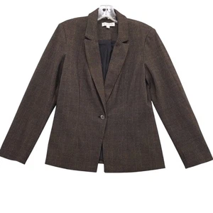 Nanette Lepore Blazer Womens 4 Brown Plaid Jacket - Picture 1 of 8