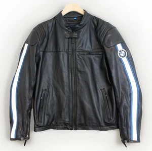 90s Jet Black BMW Motorrad TwinStripes Schwabing Racing Leather Motorrad Jacket - Bild 1 von 7