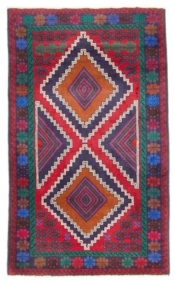 Alfombra geométrica anudada a mano vintage de 2'10" x 4'8" alfombra tradicional de lana Foto 1 de 4