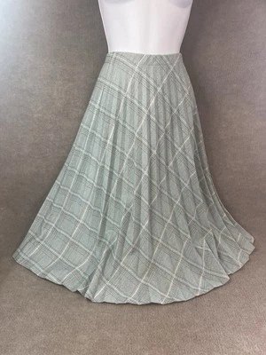 Vintage Skirt Pleated M L Full Maxi Plaid Swing School Granny Prairie Cottage - Photo 1/4