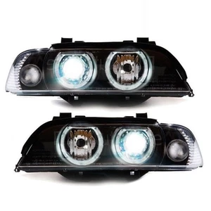 ANGEL EYES Xenon Scheinwerfer Set Schwarz D2S Blinker Weiß passt für BMW 5er E39 - Bild 1 von 5