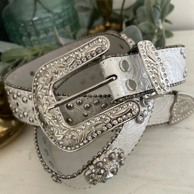 Cinturón Blazin Roxx Metálico Plateado Concho Y Cristal Floral Mujer Talla Grande Nuevo Con Etiquetas Foto 1 de 4