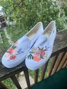 Keds x Rifle Paper Co Platform Embroidered Flower ShoesWhite Size 11 Women boho - Picture 1 of 12