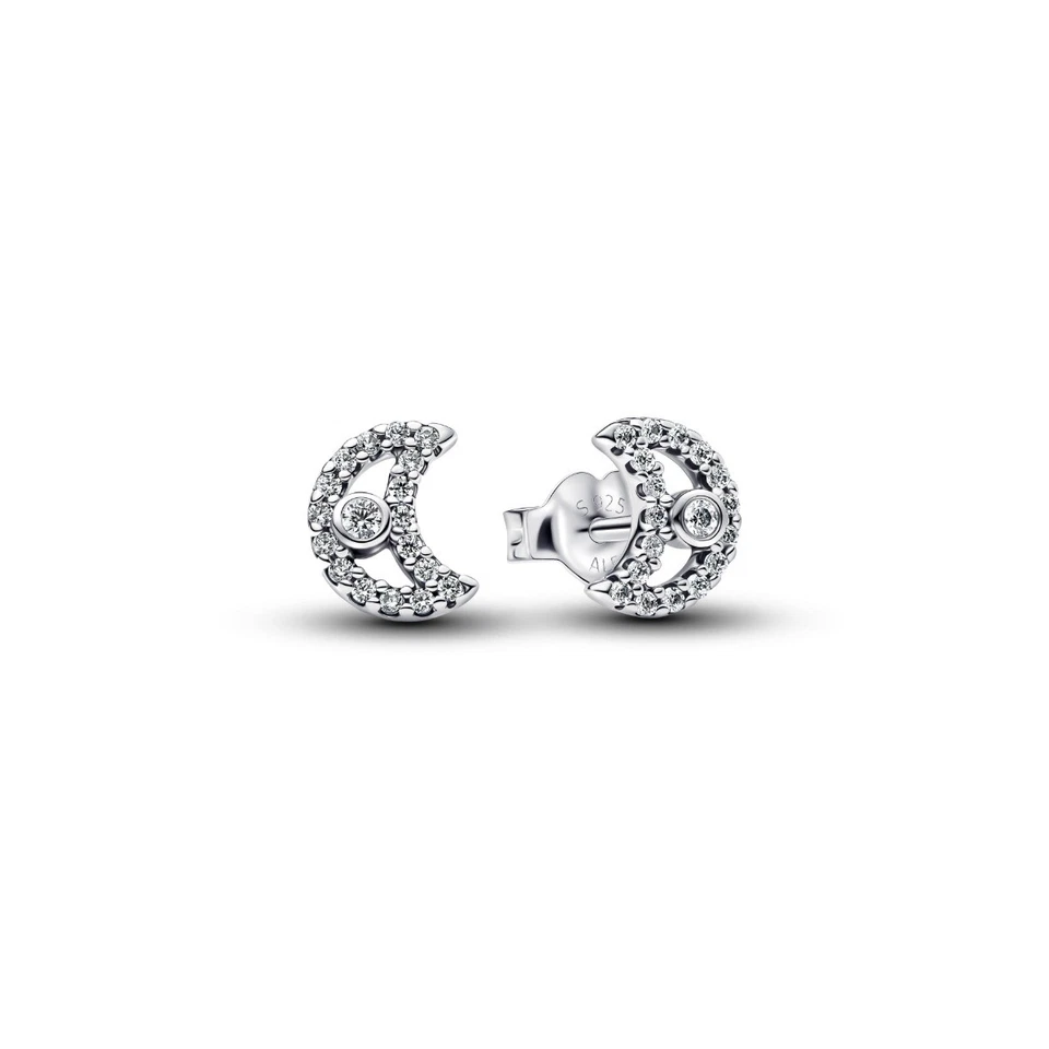 Pandora Ohrstecker Damen Funkelnder Mond Sterling-Silber 294257C01